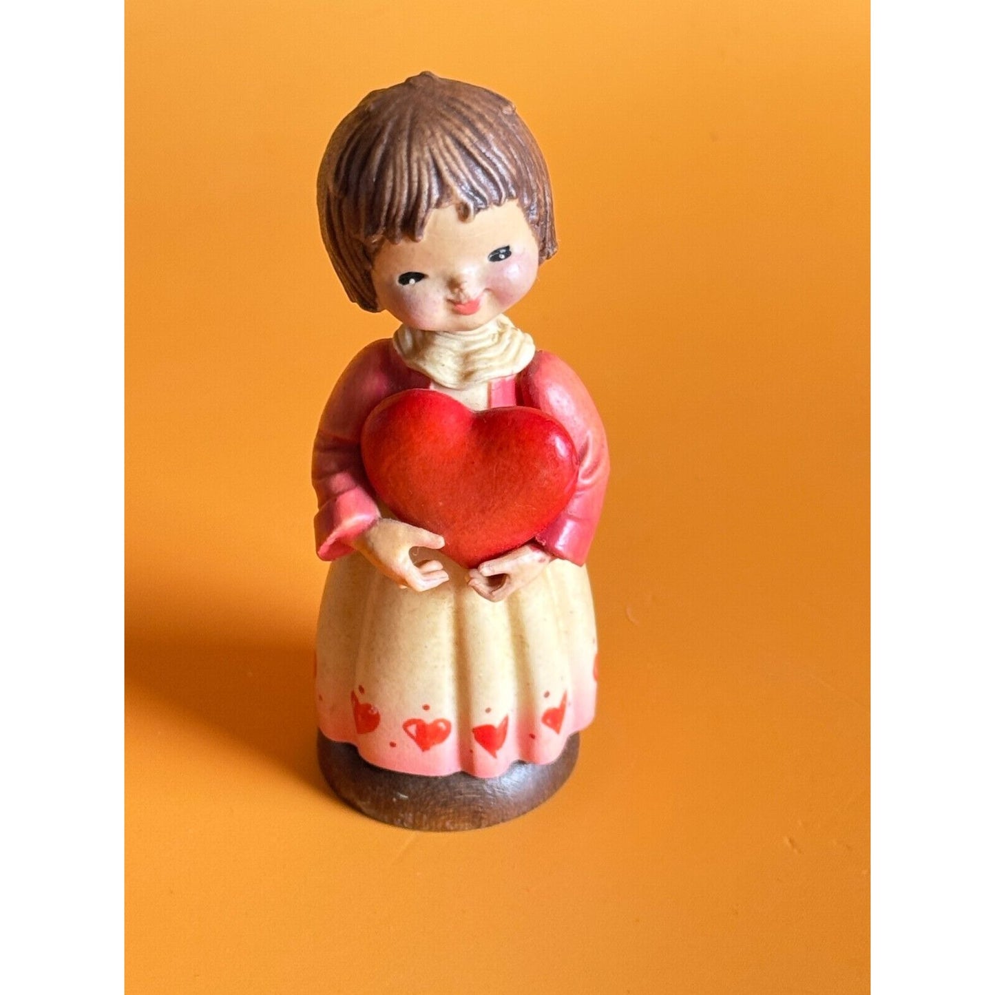 Vintage Anri Toriat Valentine Girl Hand Carved Italy 3 1/2"