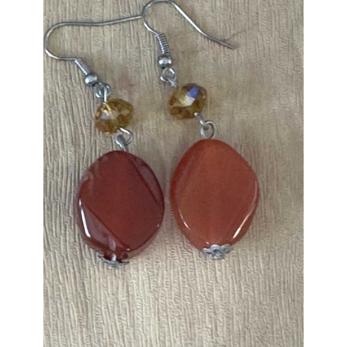 Gorgeous Carnelian Pendant on Carnlian and Orca Agate Strand Necklace w/Earrings