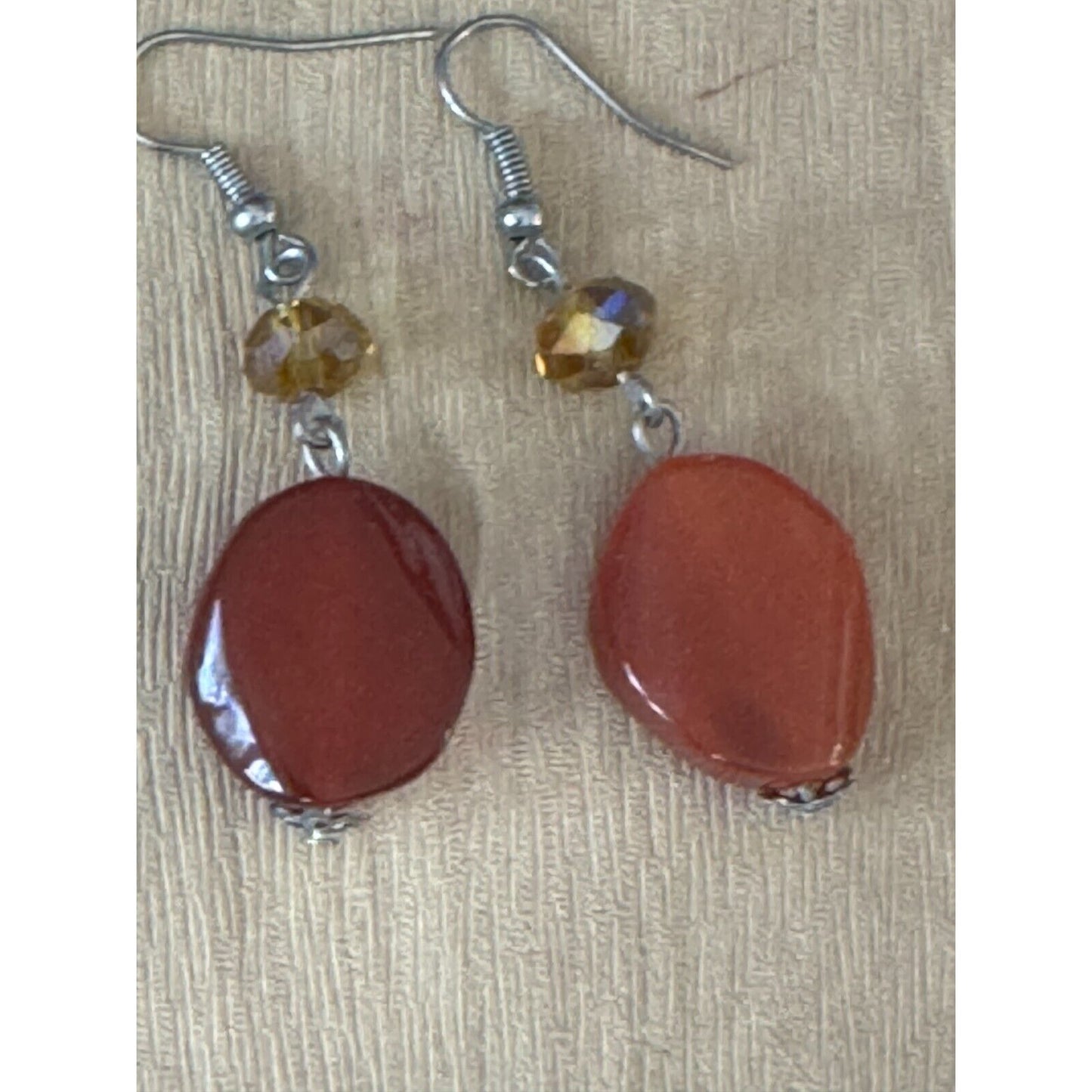 Gorgeous Carnelian Pendant on Carnlian and Orca Agate Strand Necklace w/Earrings