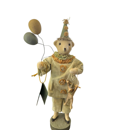 Bethany Lowe Circus Carnival Teddy Bear 14" Folk Art Figurine w/tag