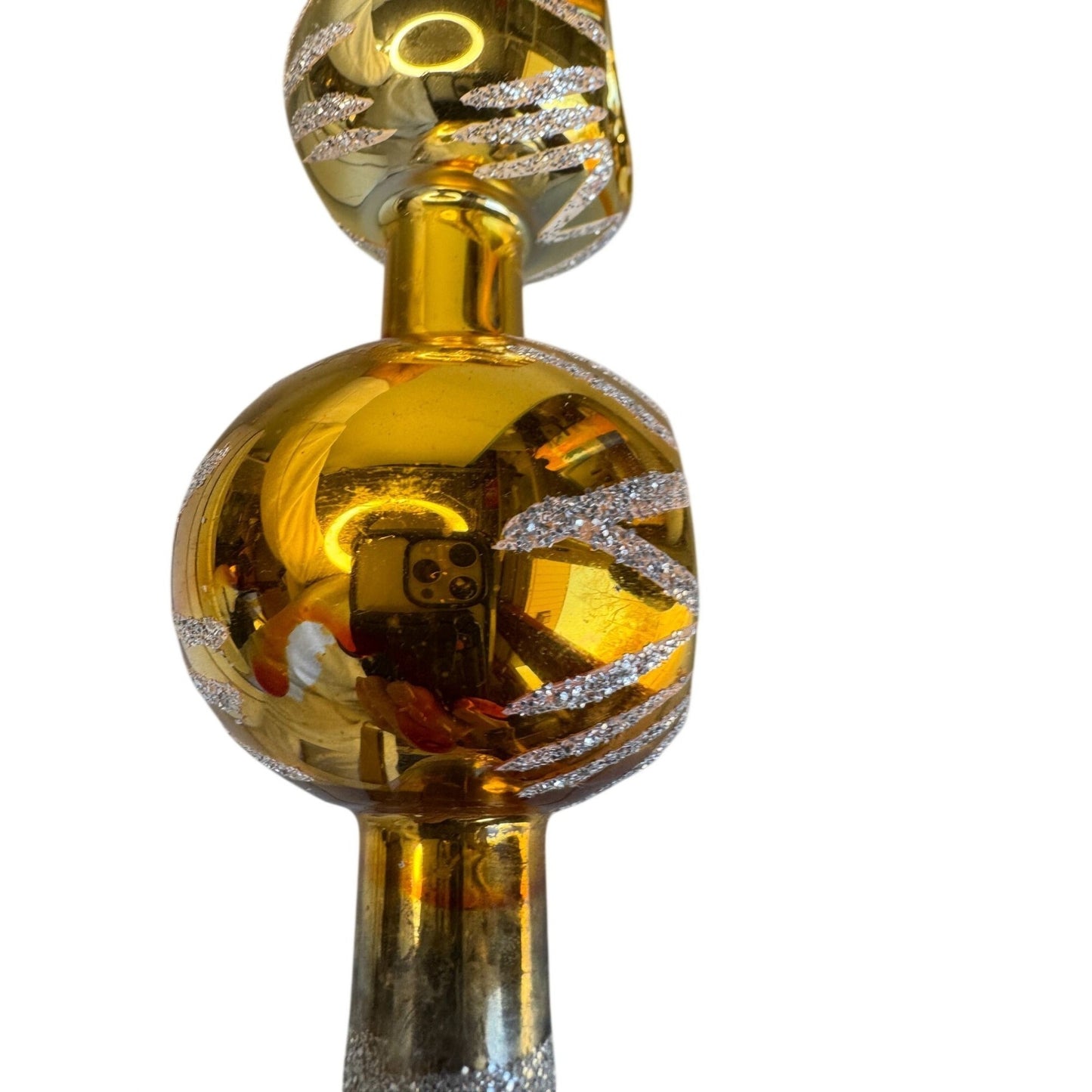 Vintage Larissa West Germany Double Indented Reflector Glass Tree Topper 13" Box