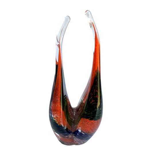 Murano Venetian Sommerso Vase 9" Layered Color Encased in Clear Glass