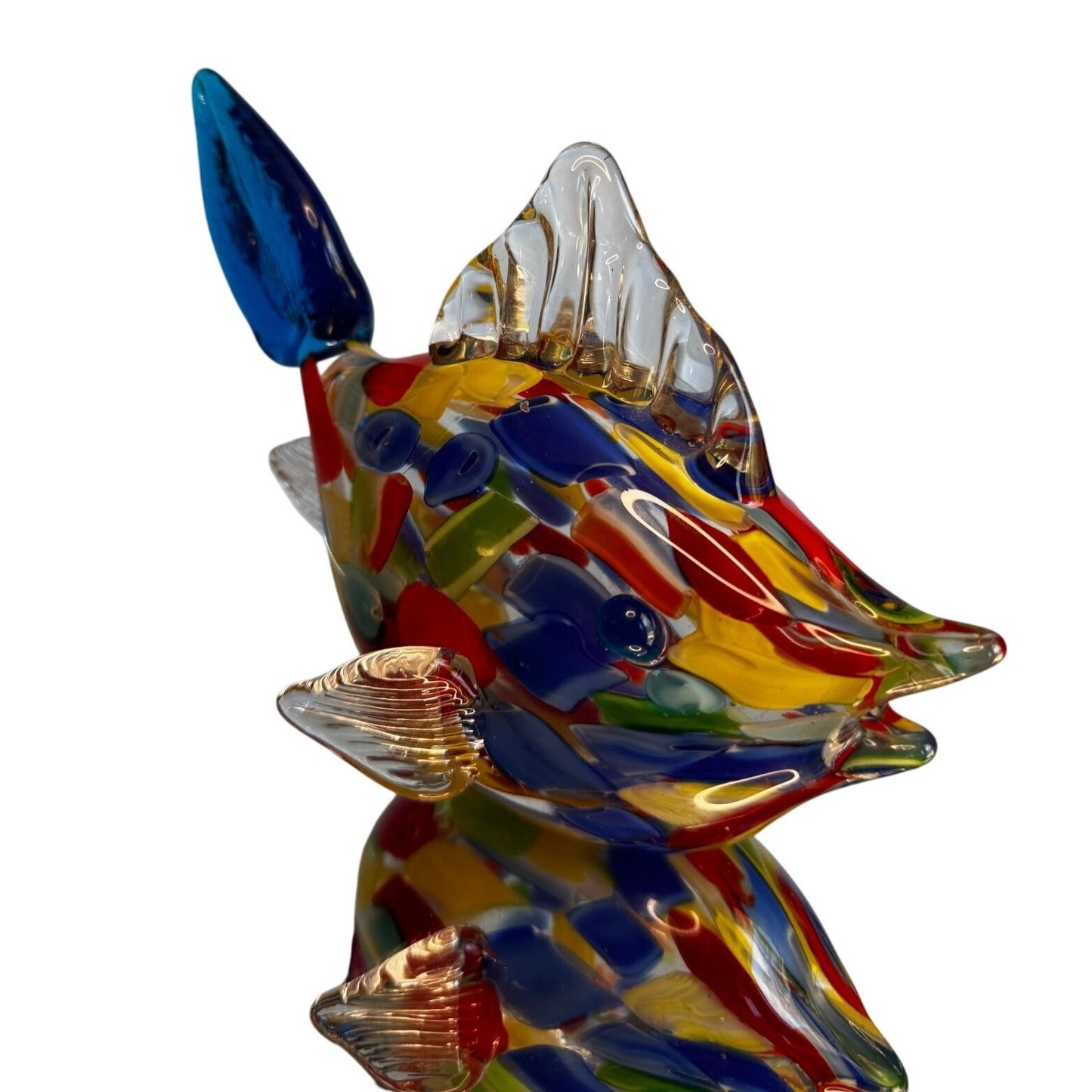 Murano Art Glass Fish Sculpture Handblown Multicolor Millefiori 8½"x 6½"