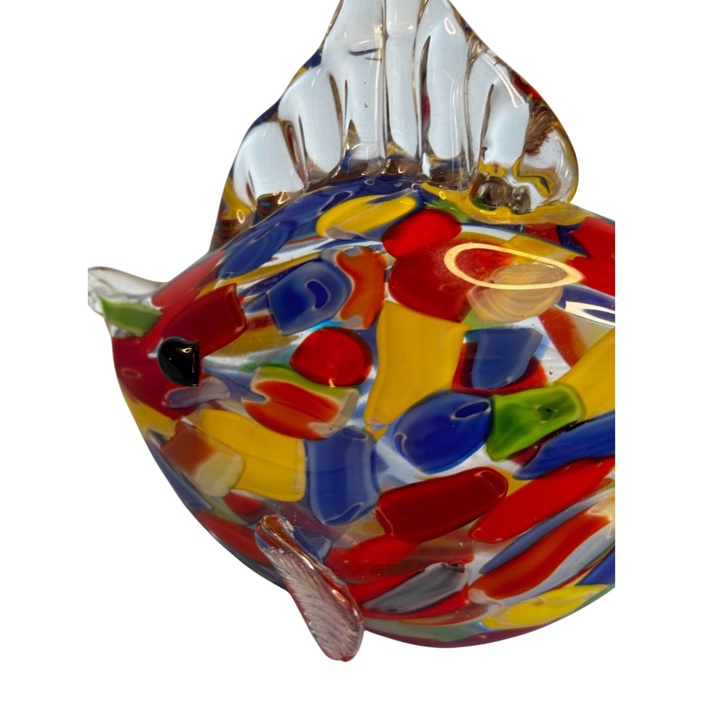 Murano Art Glass Fish Sculpture Handblown Multicolor Millefiori 8½"x 6½"