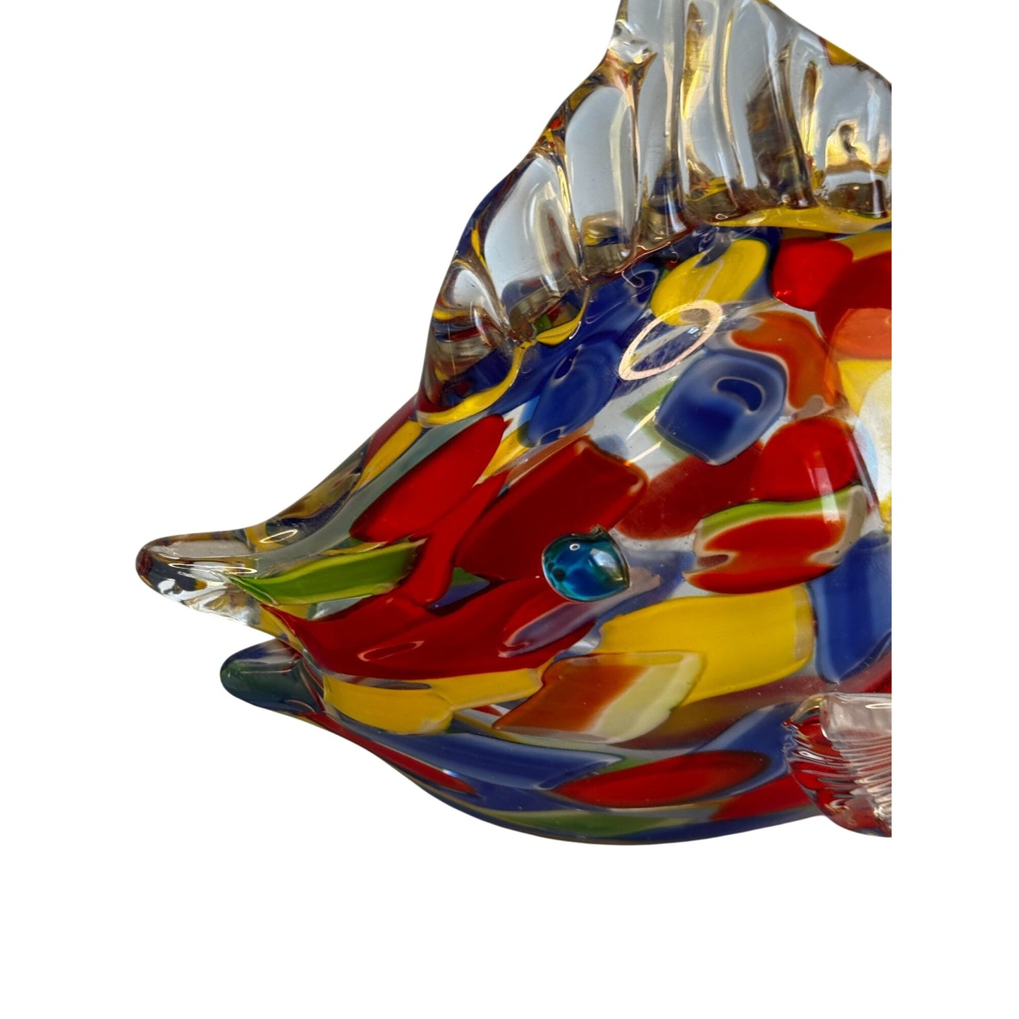 Murano Art Glass Fish Sculpture Handblown Multicolor Millefiori 8½"x 6½"