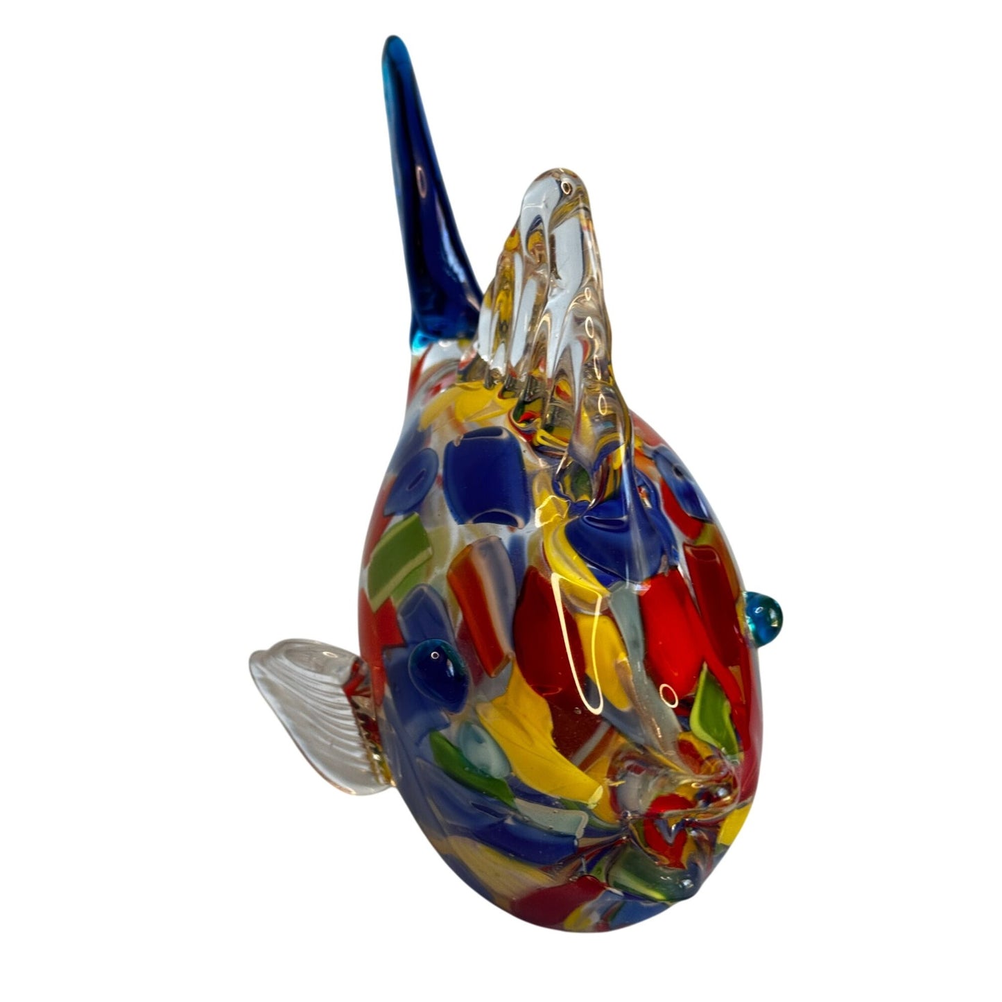Murano Art Glass Fish Sculpture Handblown Multicolor Millefiori 8½"x 6½"