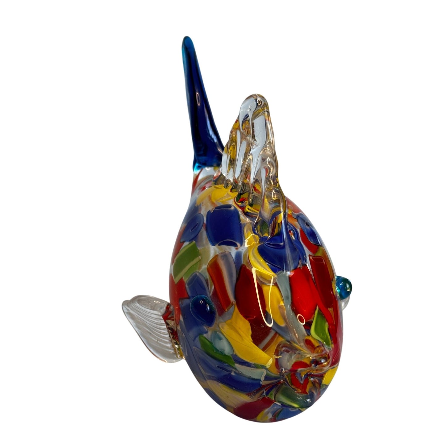 Murano Art Glass Fish Sculpture Handblown Multicolor Millefiori 8½"x 6½"