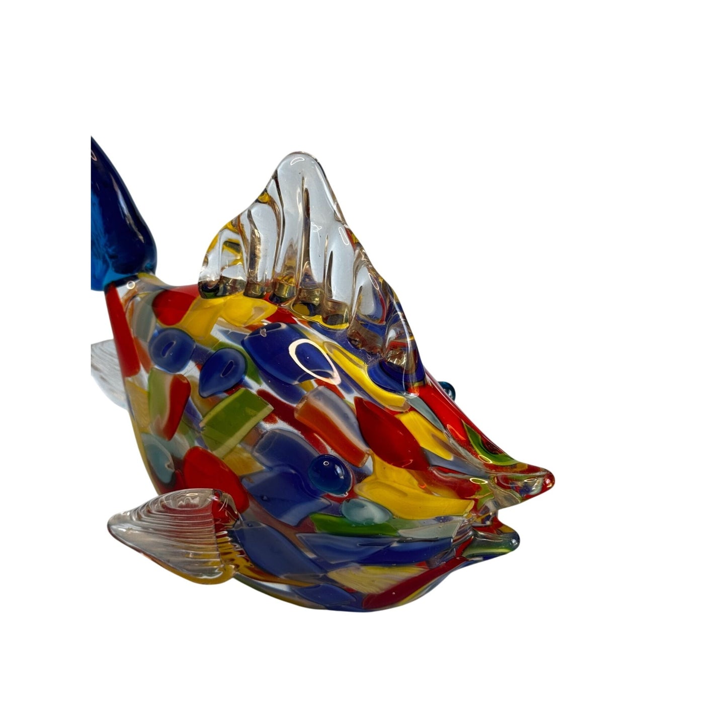 Murano Art Glass Fish Sculpture Handblown Multicolor Millefiori 8½"x 6½"