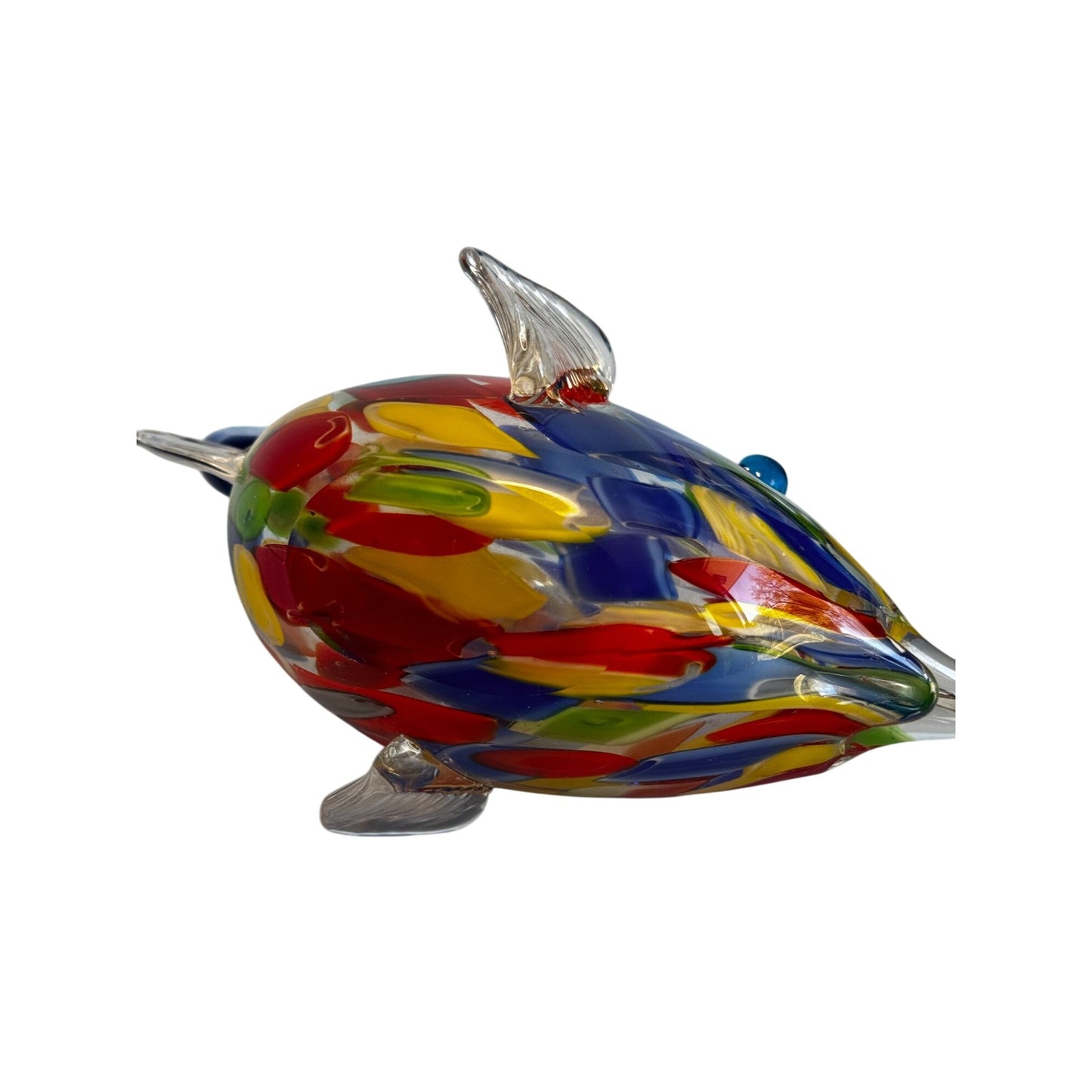Murano Art Glass Fish Sculpture Handblown Multicolor Millefiori 8½"x 6½"