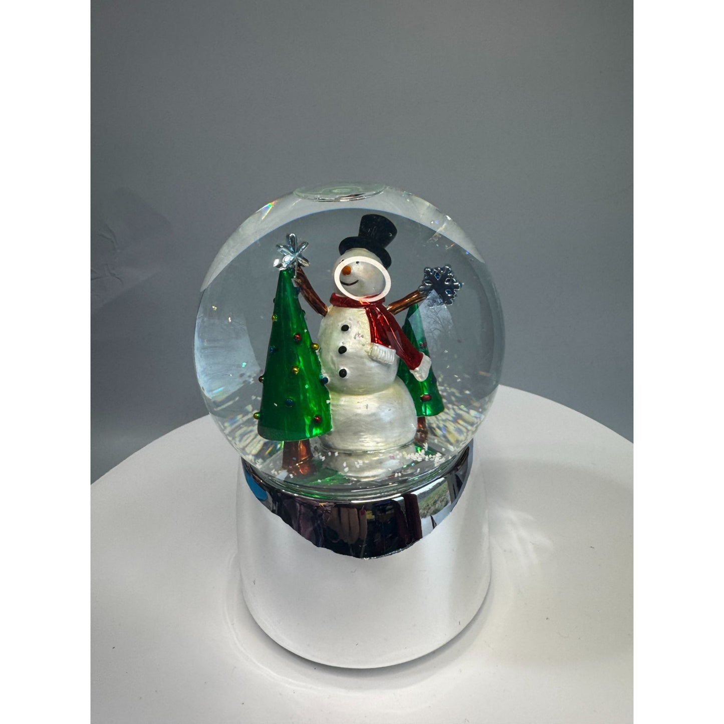 Towle Snow Globe Musical Snowman Silverplate 12 Days Christmas Trees 5.5 Inch