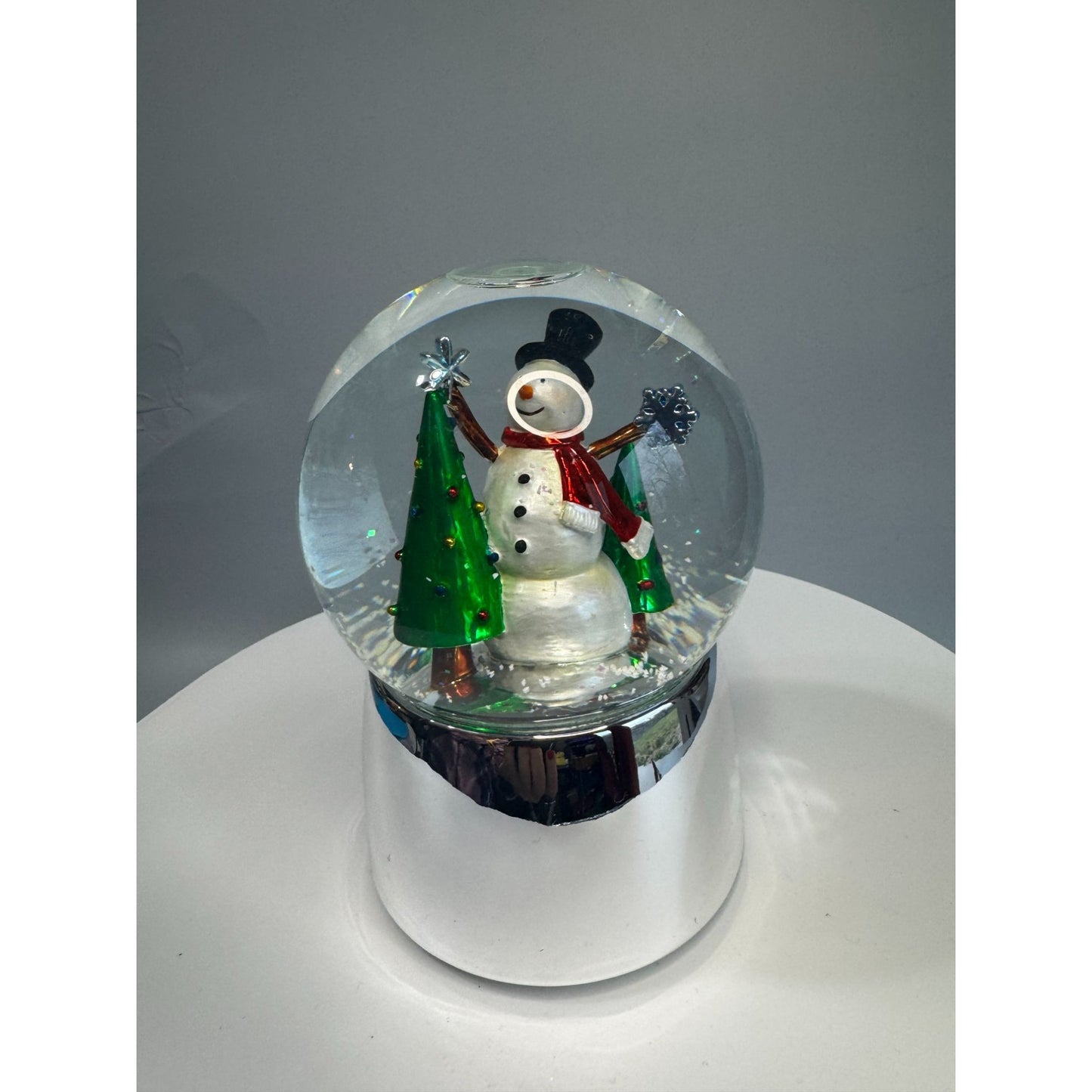 Towle Snow Globe Musical Snowman Silverplate 12 Days Christmas Trees 5.5 Inch