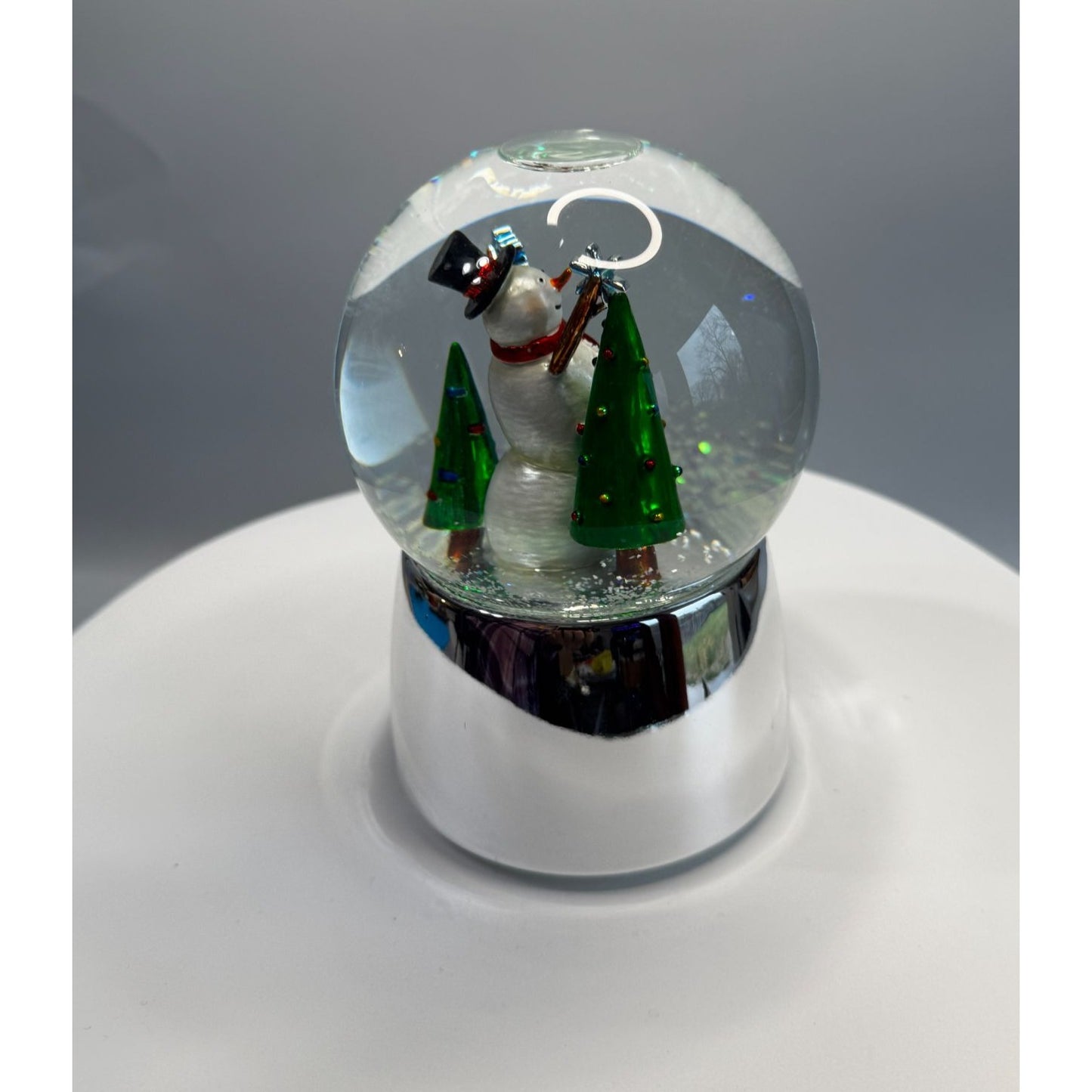 Towle Snow Globe Musical Snowman Silverplate 12 Days Christmas Trees 5.5 Inch