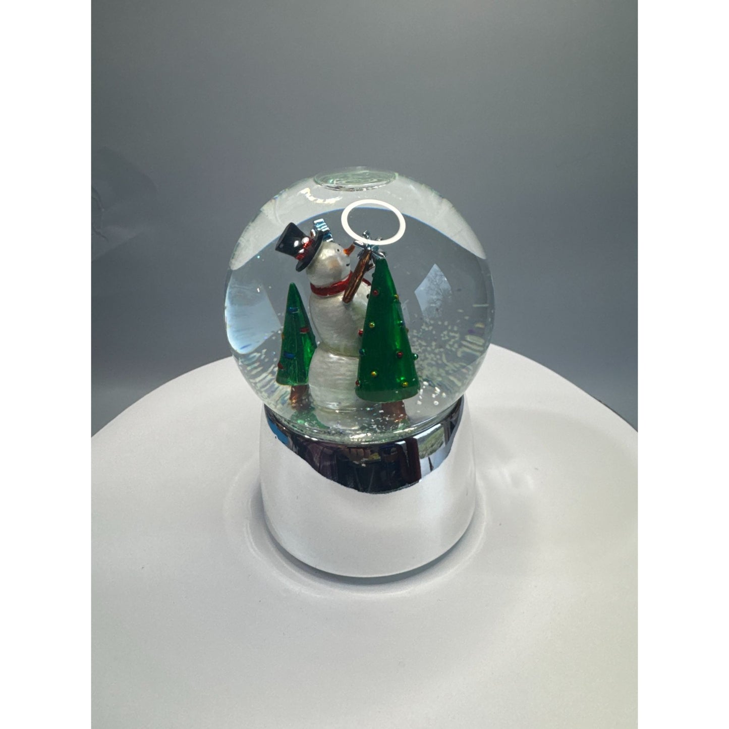 Towle Snow Globe Musical Snowman Silverplate 12 Days Christmas Trees 5.5 Inch