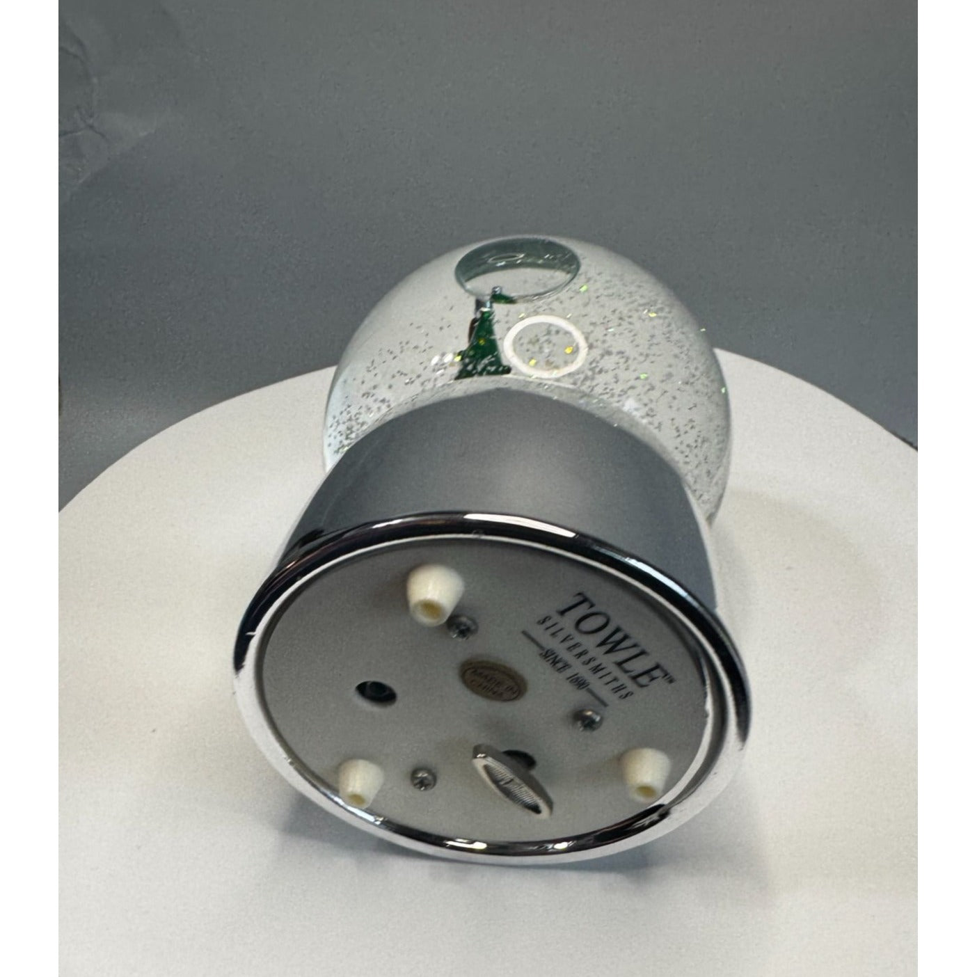 Towle Snow Globe Musical Snowman Silverplate 12 Days Christmas Trees 5.5 Inch