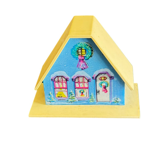 Vintage Yellow Plastic Christmas House Ornament Decoration