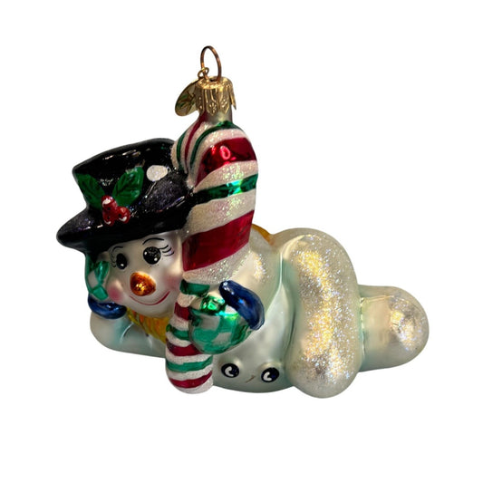 Christopher Radko Chillin Snowman Ornament Glass Multicolor Retired 4.5 Inches