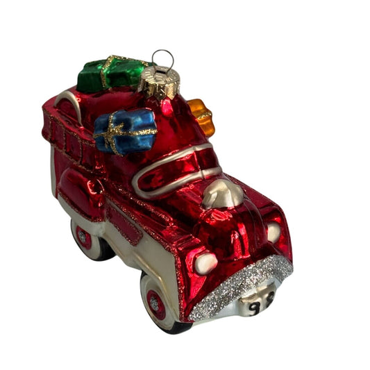 Crown Reflections 1998 Blown Glass Fire Truck Ornament With Gifts In Original Box
