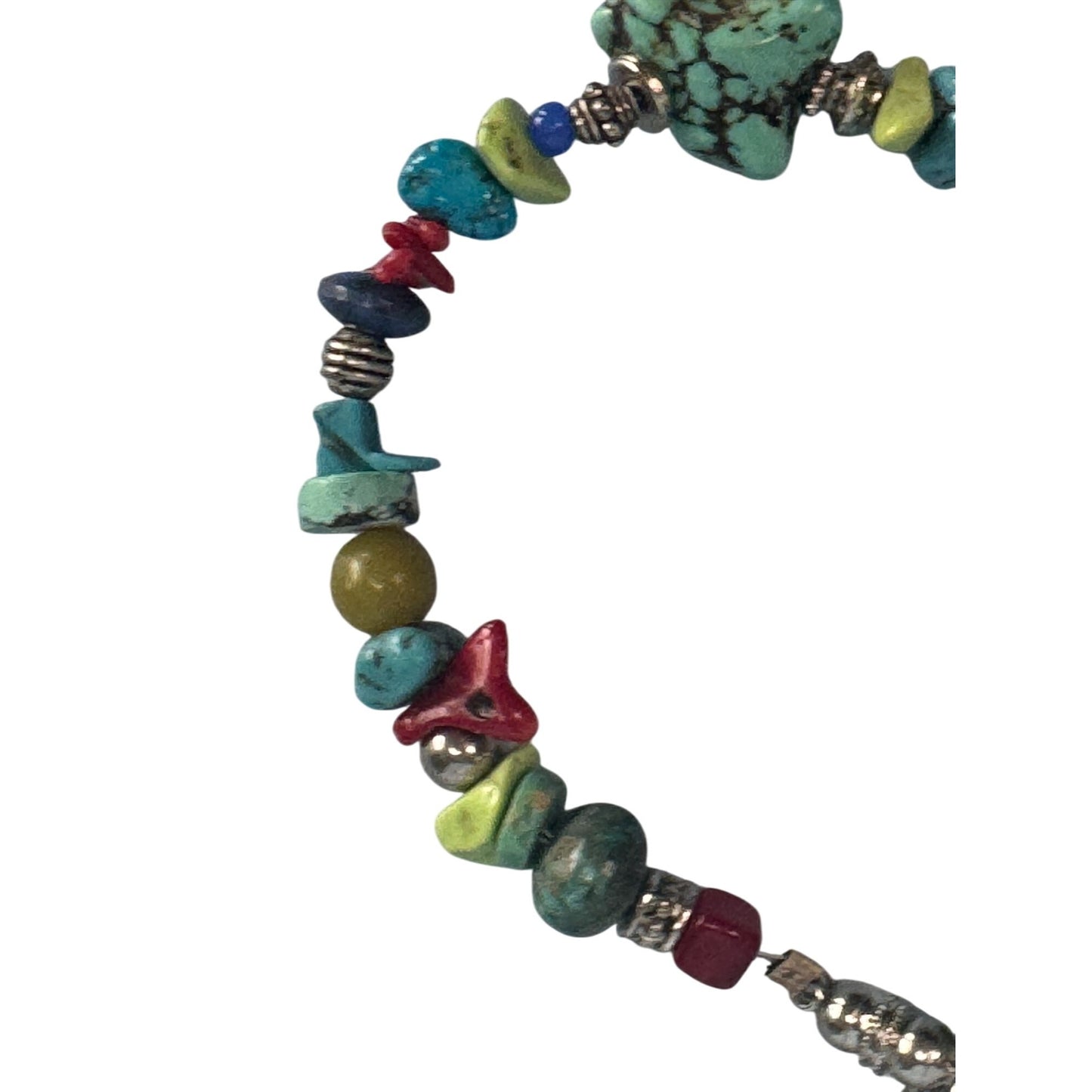 Bohemian Bracelet Mixed Colorful Stones Turquoise Grace Charm Silver Accents 8"