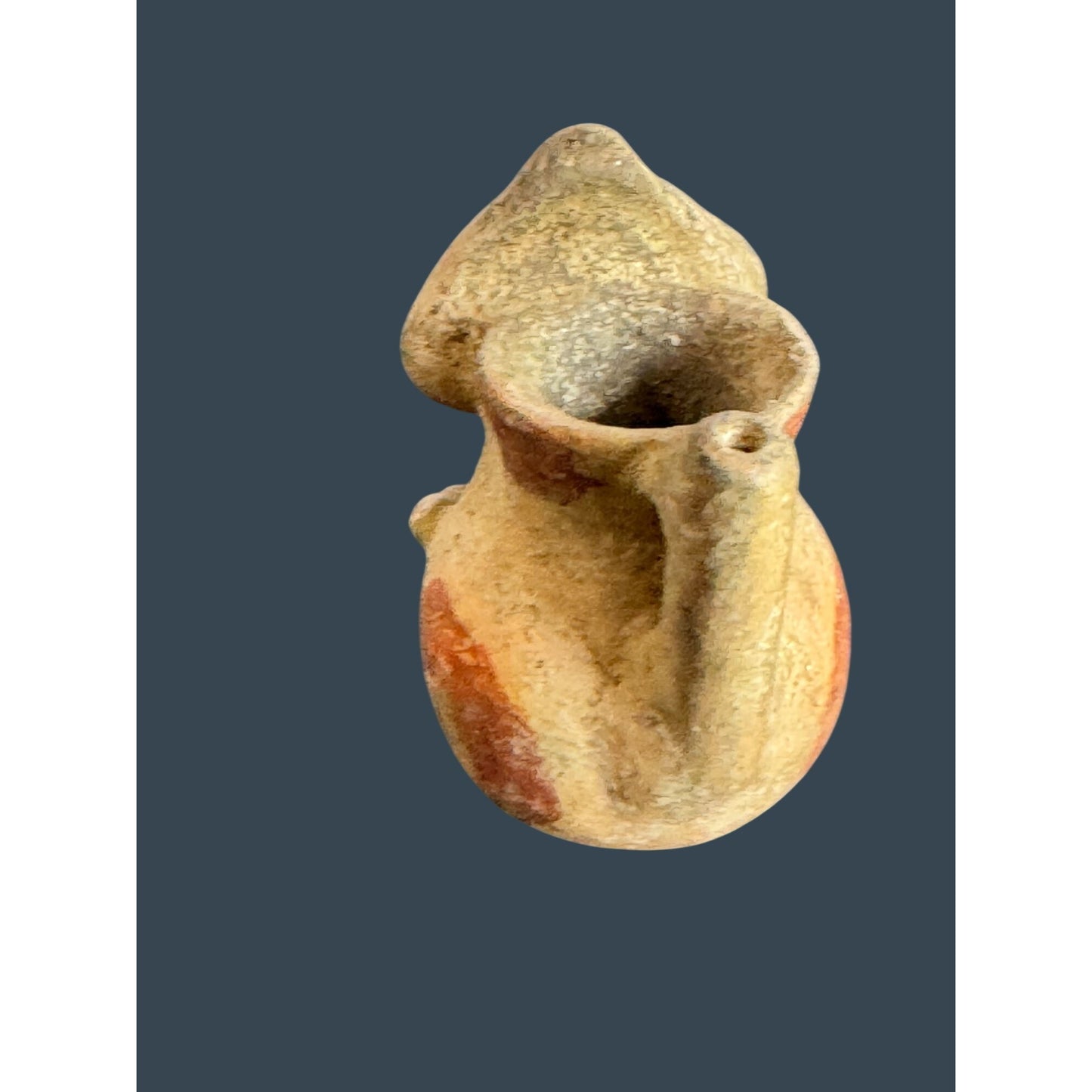 Mini Pre-Columbian Style Pottery Effigy Vessel Figural Clay Head Vase 2.5”
