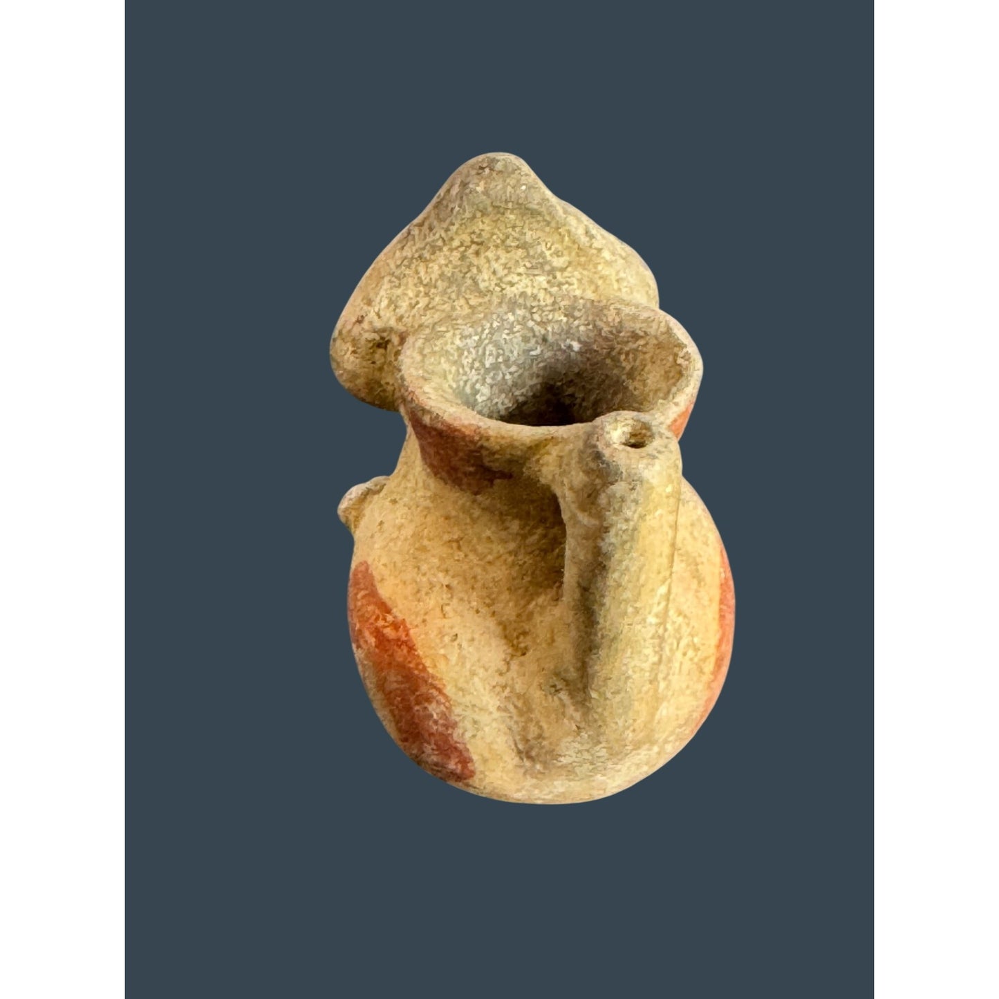 Mini Pre-Columbian Style Pottery Effigy Vessel Figural Clay Head Vase 2.5”