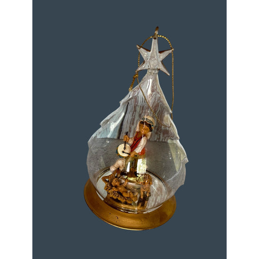 Fontanini Drummerboy, Jesus,Sheep In Blown Glass Christmas Tree Dome Ornament 6