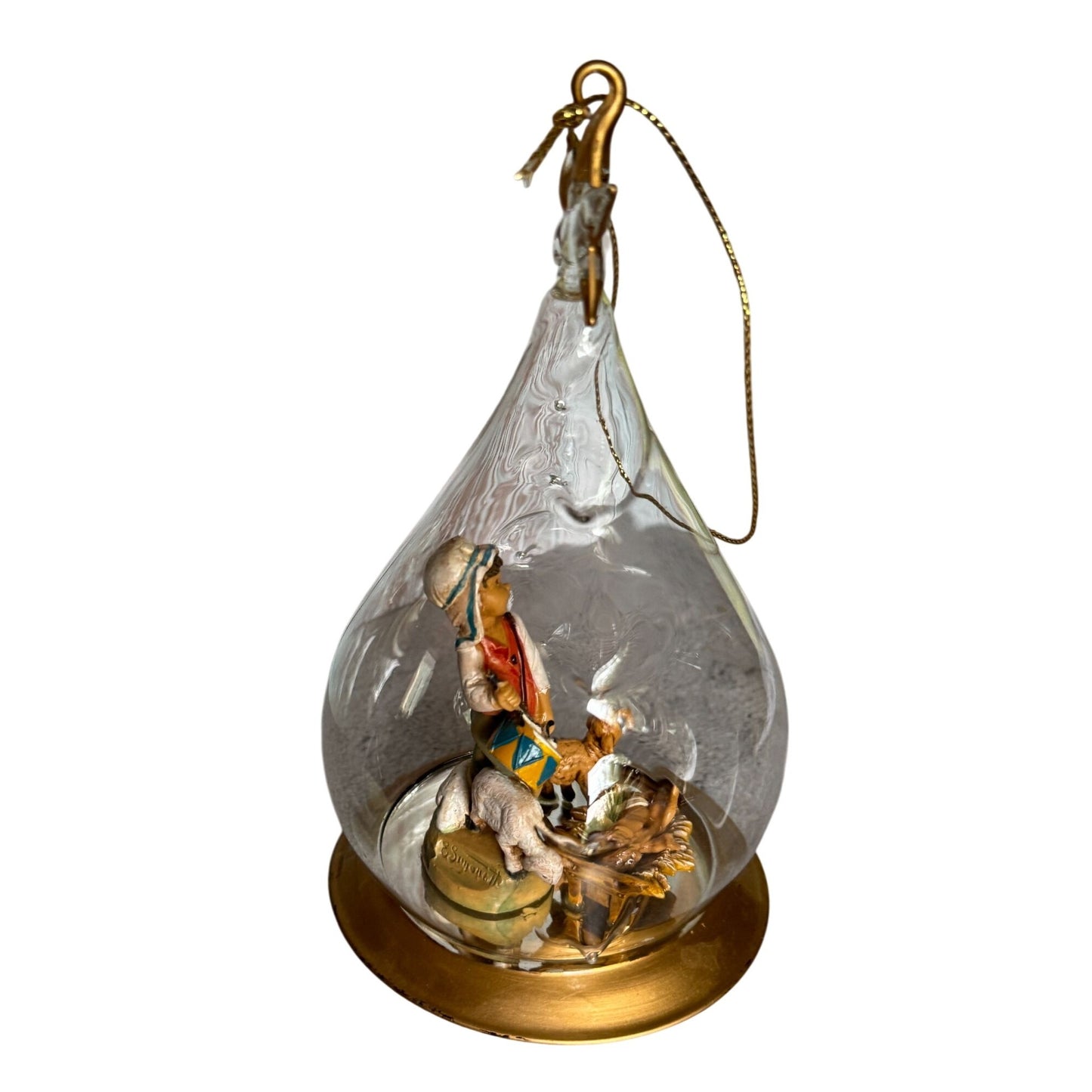 Fontanini Drummerboy, Jesus,Sheep In Blown Glass Christmas Tree Dome Ornament 6