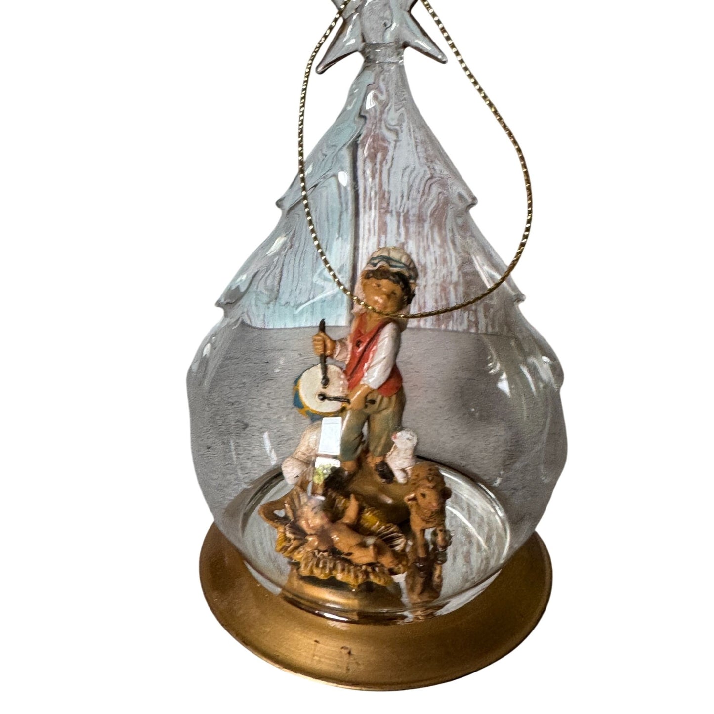 Fontanini Drummerboy, Jesus,Sheep In Blown Glass Christmas Tree Dome Ornament 6
