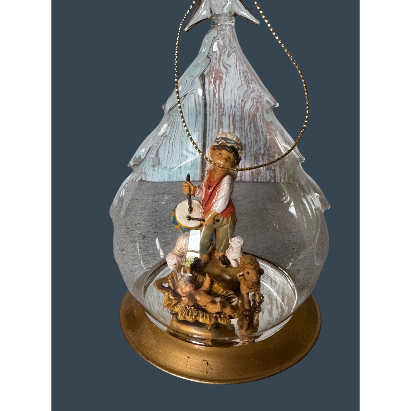 Fontanini Drummerboy, Jesus,Sheep In Blown Glass Christmas Tree Dome Ornament 6