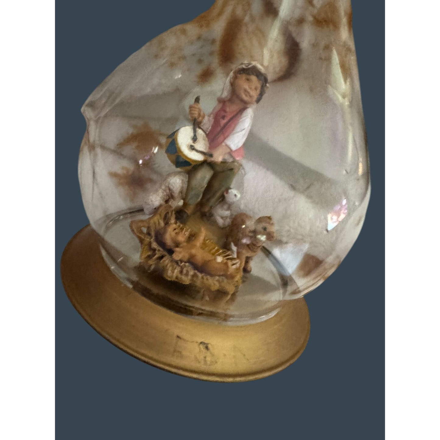 Fontanini Drummerboy, Jesus,Sheep In Blown Glass Christmas Tree Dome Ornament 6