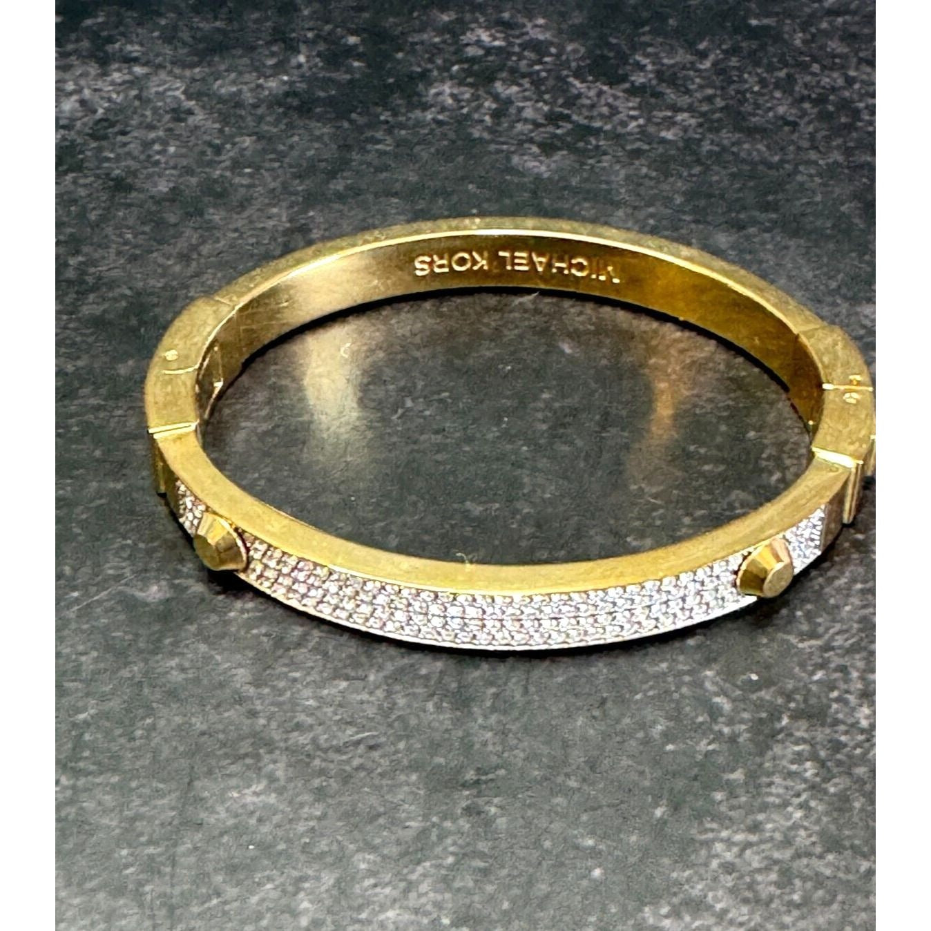 Michael Kors Astor Pave CZ Gold Stainless Steel Bangle Bracelet MKJ1975710