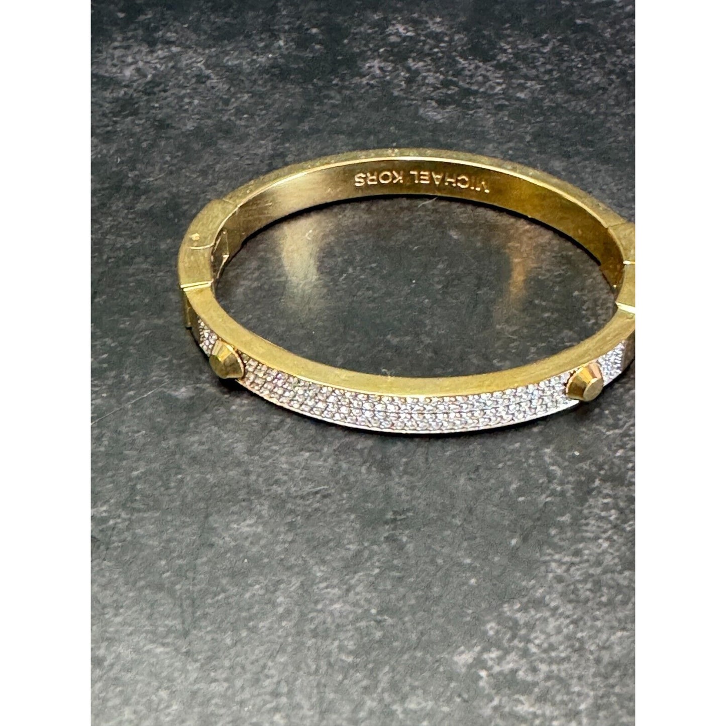 Michael Kors Astor Pave CZ Gold Stainless Steel Bangle Bracelet MKJ1975710