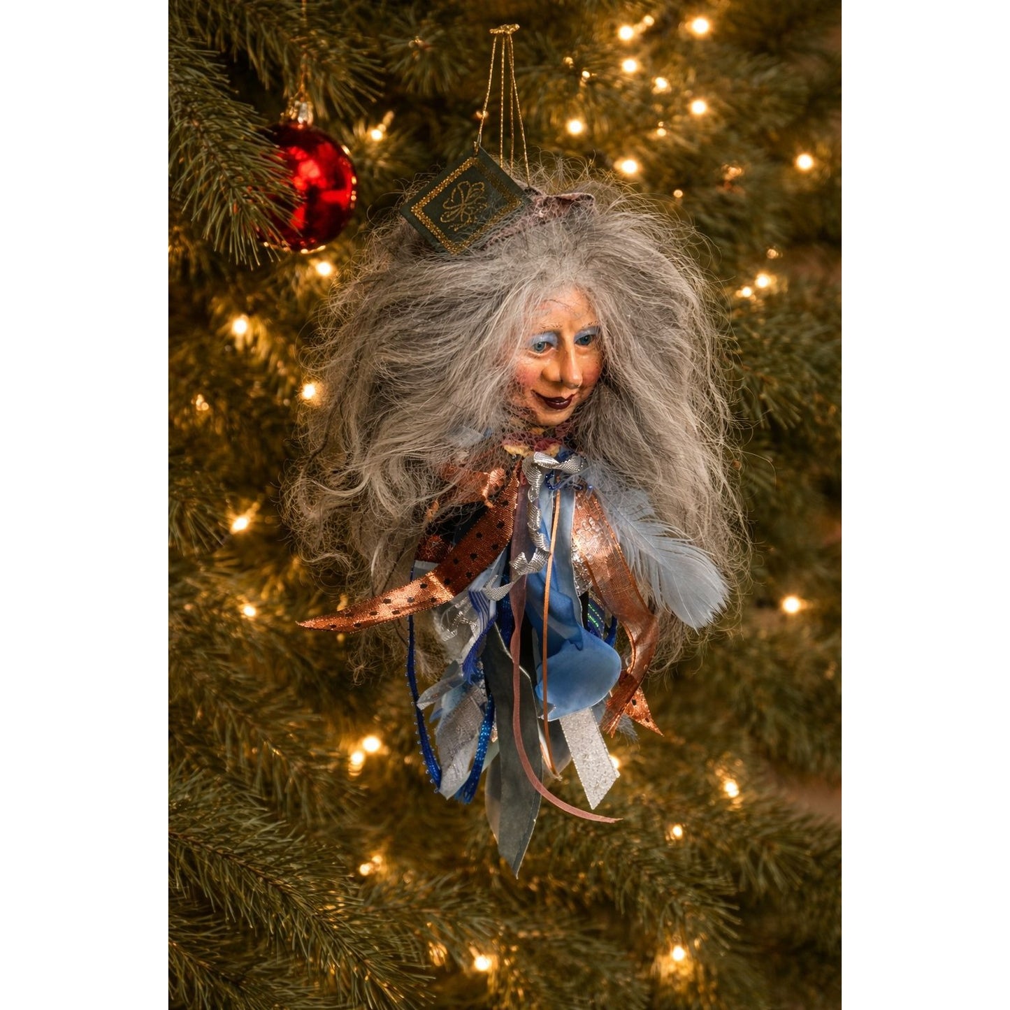 Marci Wolfe Rosezelda Flower Peddler Ornament Sculpted Face Glass Eyes Very Rare