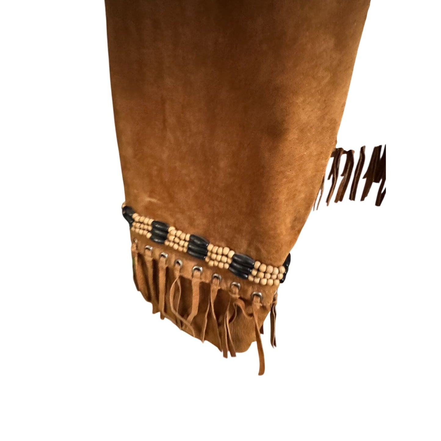 Cripple Creek Womens Western Suede Fringe Jacket Beaded Trim Brown XL 23" Vintage