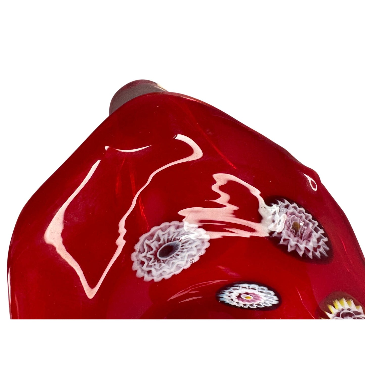 Fratelli Toso Ermanno Toso Murano Millefiori Murrine Bowl 11" Red White