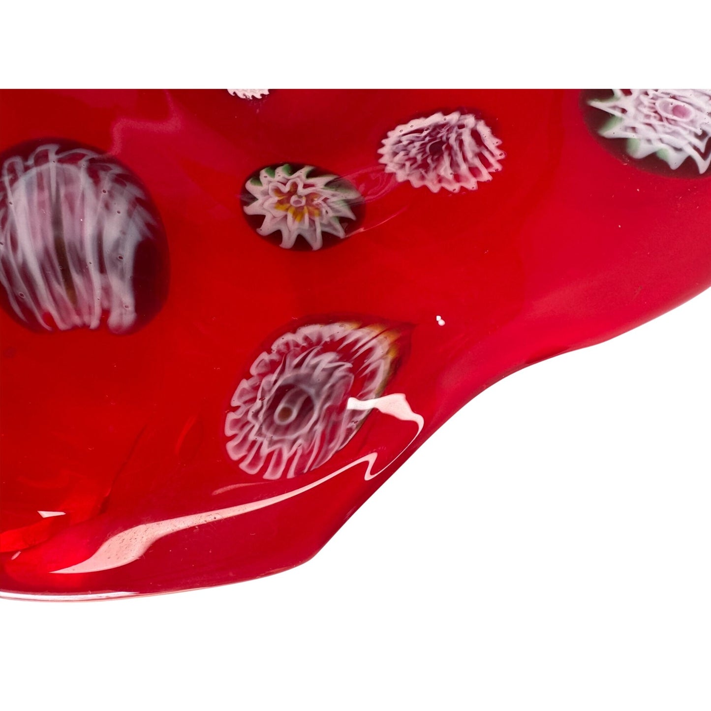 Fratelli Toso Ermanno Toso Murano Millefiori Murrine Bowl 11" Red White