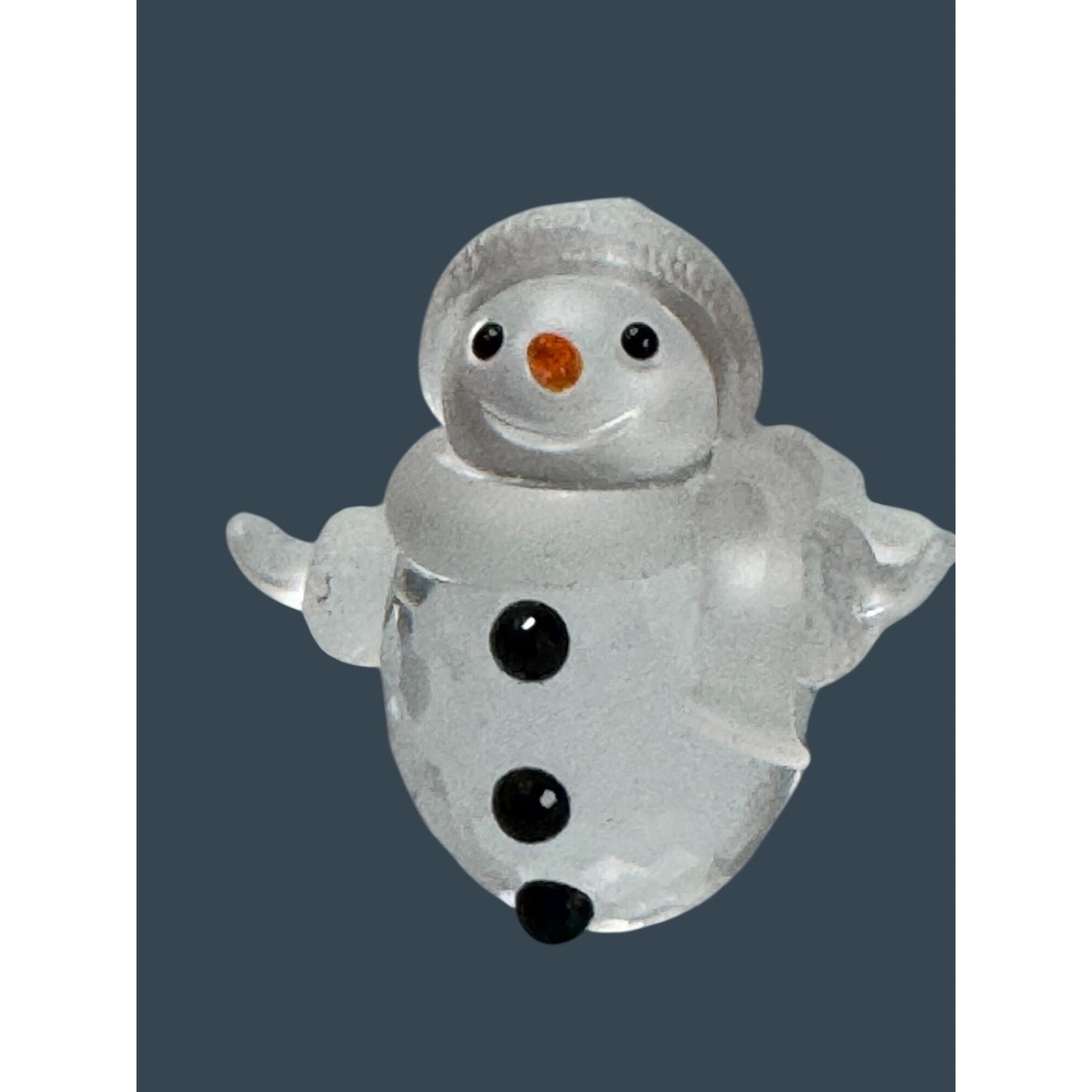 Swarovski Crystal Snowman Figurine 2 1/2" Frosted Hat Scarf Swan Mark with a Box