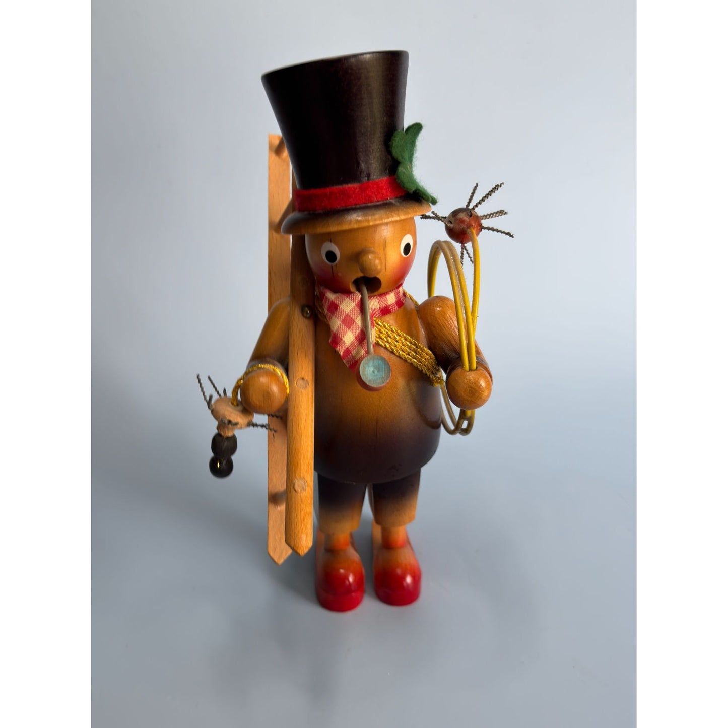 Steinbach Vintage German Smoker Chimney Sweep Wooden Figurine With Ladder & Spider 8 1/4" Tall