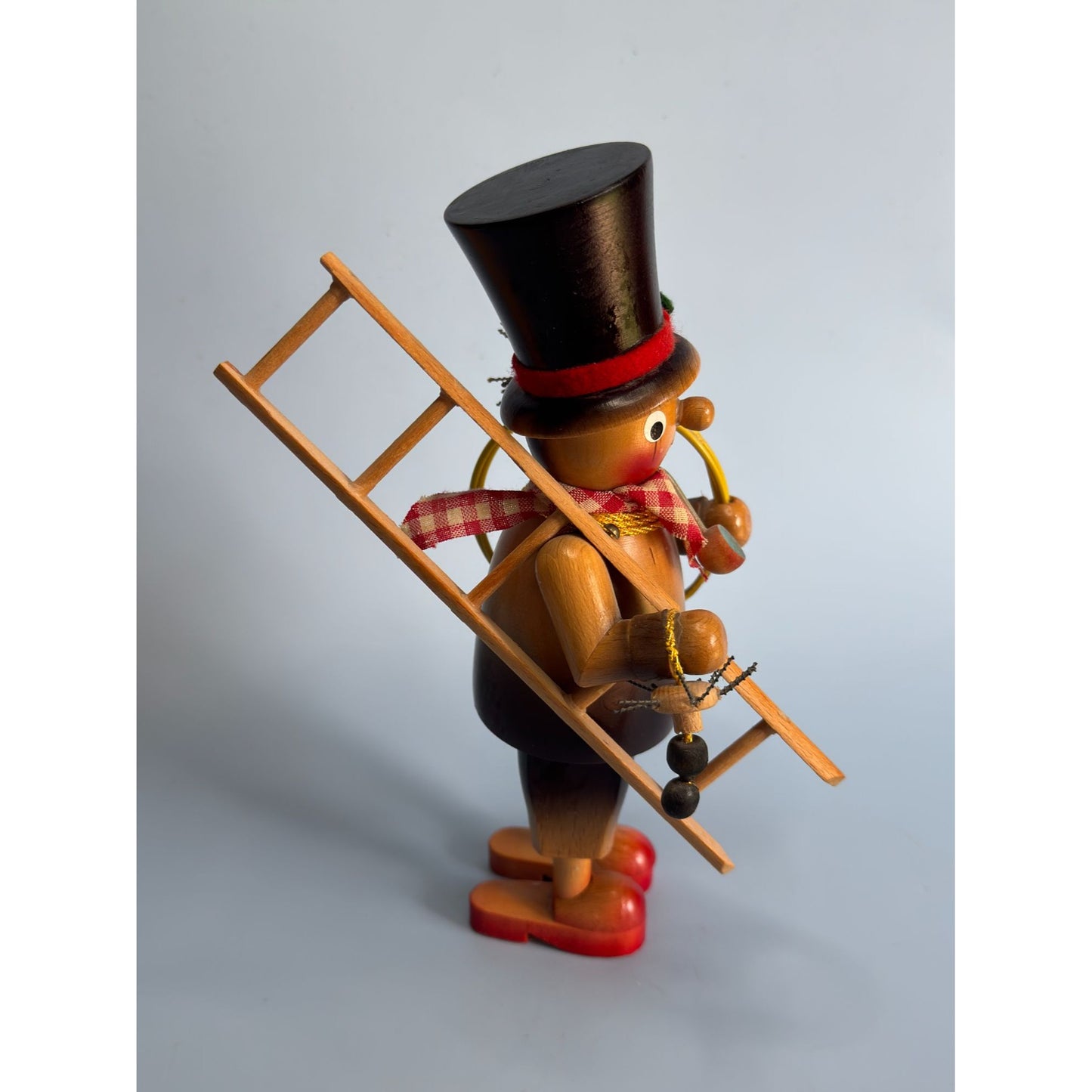 Steinbach Vintage German Smoker Chimney Sweep Wooden Figurine With Ladder & Spider 8 1/4" Tall
