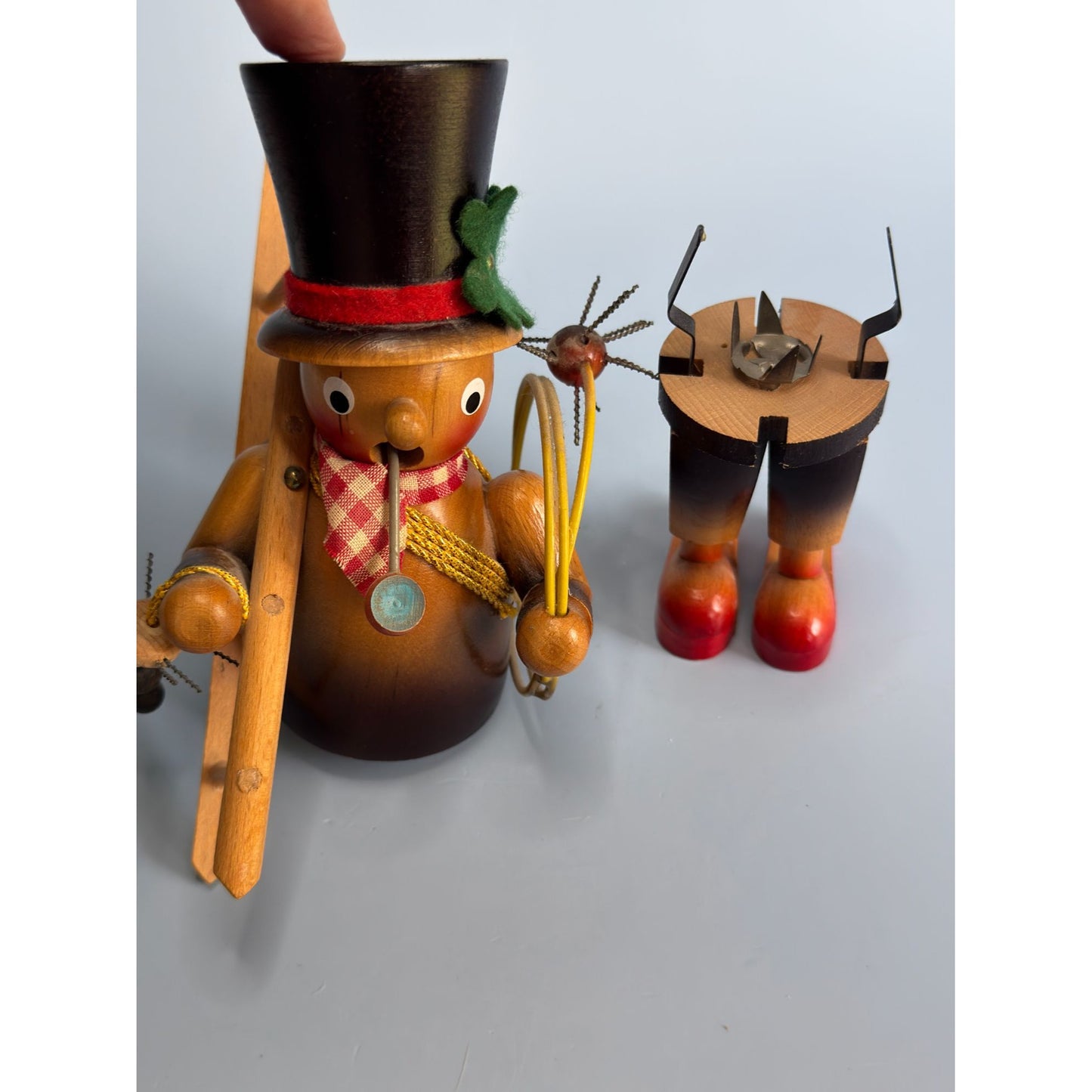 Steinbach Vintage German Smoker Chimney Sweep Wooden Figurine With Ladder & Spider 8 1/4" Tall