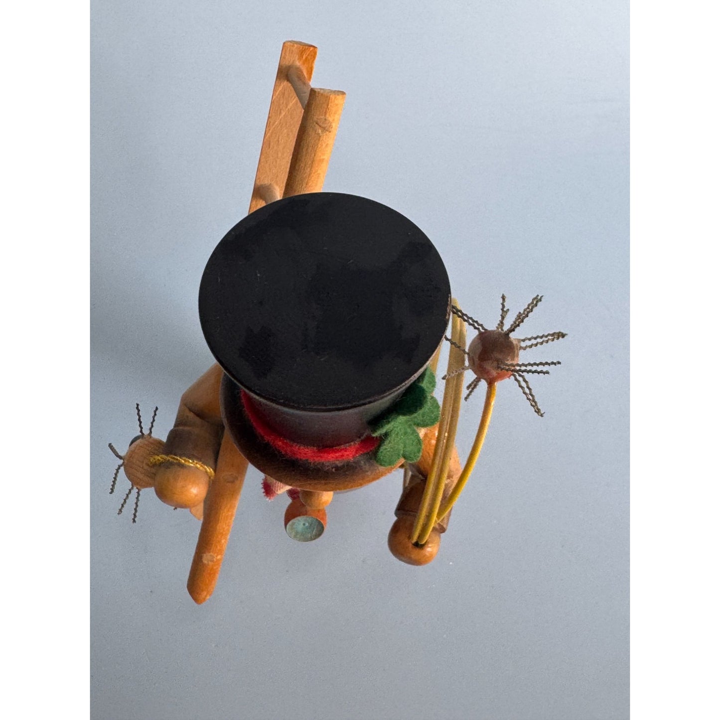 Steinbach Vintage German Smoker Chimney Sweep Wooden Figurine With Ladder & Spider 8 1/4" Tall