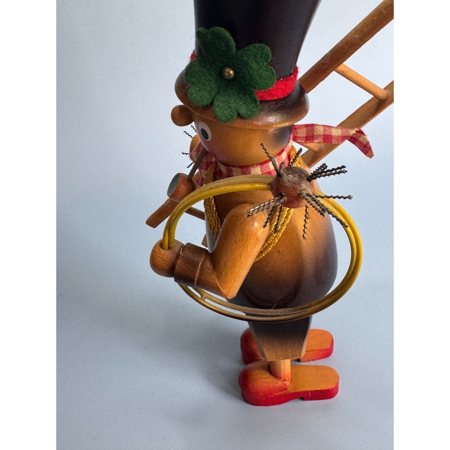 Steinbach Vintage German Smoker Chimney Sweep Wooden Figurine With Ladder & Spider 8 1/4" Tall