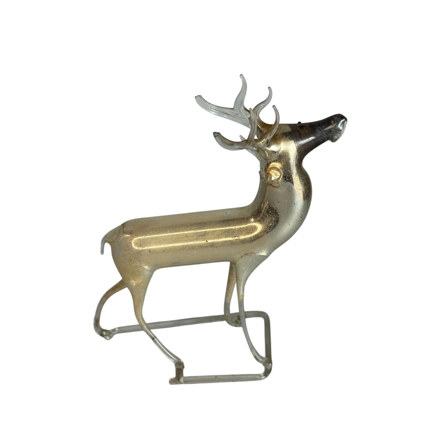 Antique Bimini Mercury Glass Reindeer Figurine Hand Blown Germany Art Deco 4"