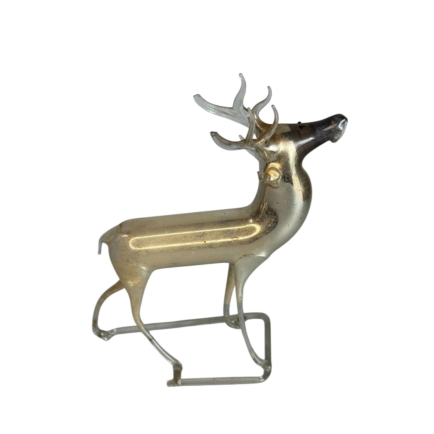 Antique Bimini Mercury Glass Reindeer Figurine Hand Blown Germany Art Deco 4"
