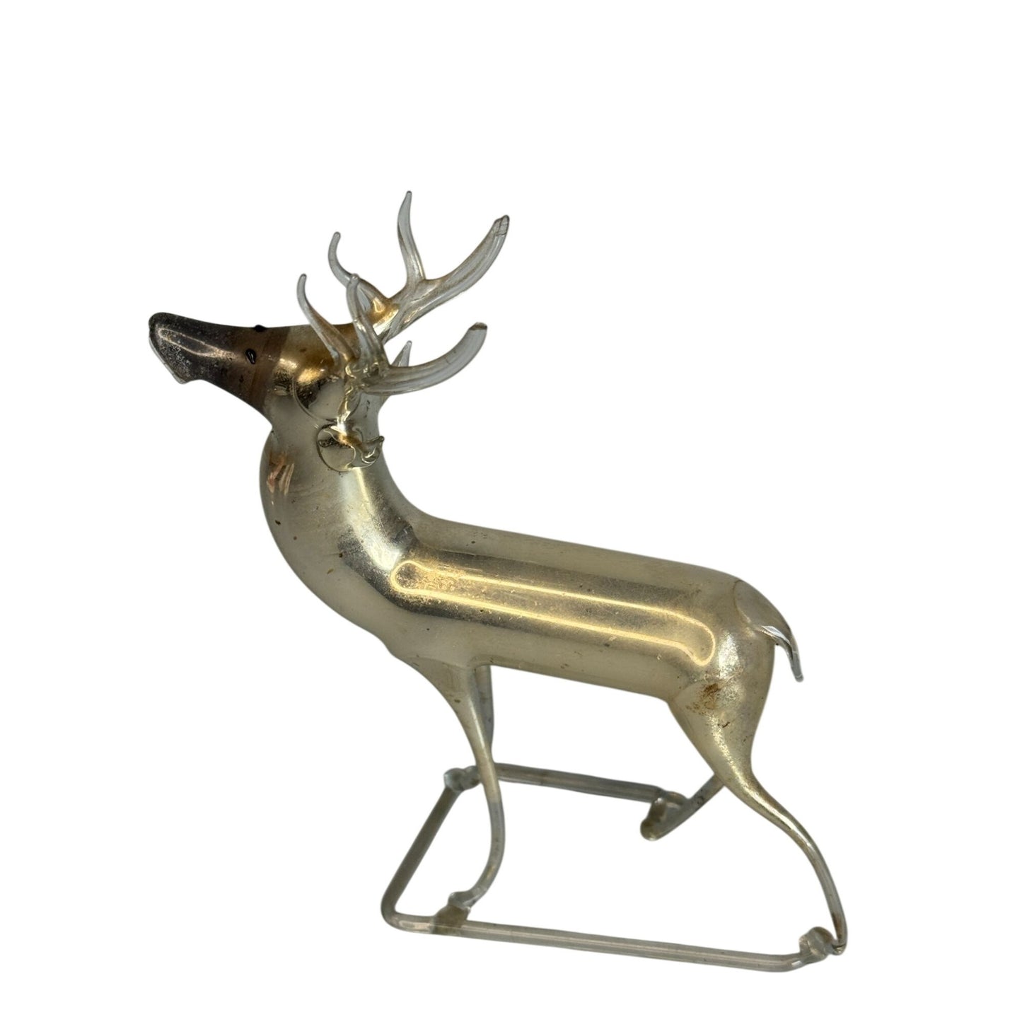 Antique Bimini Mercury Glass Reindeer Figurine Hand Blown Germany Art Deco 4"
