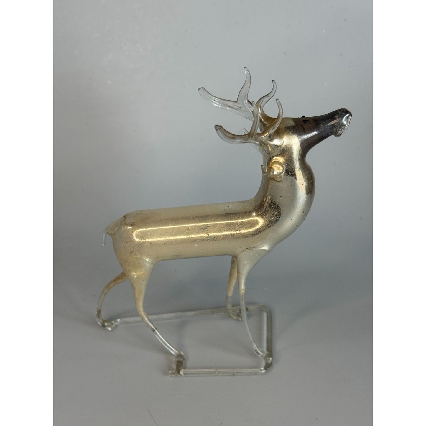 Antique Bimini Mercury Glass Reindeer Figurine Hand Blown Germany Art Deco 4"