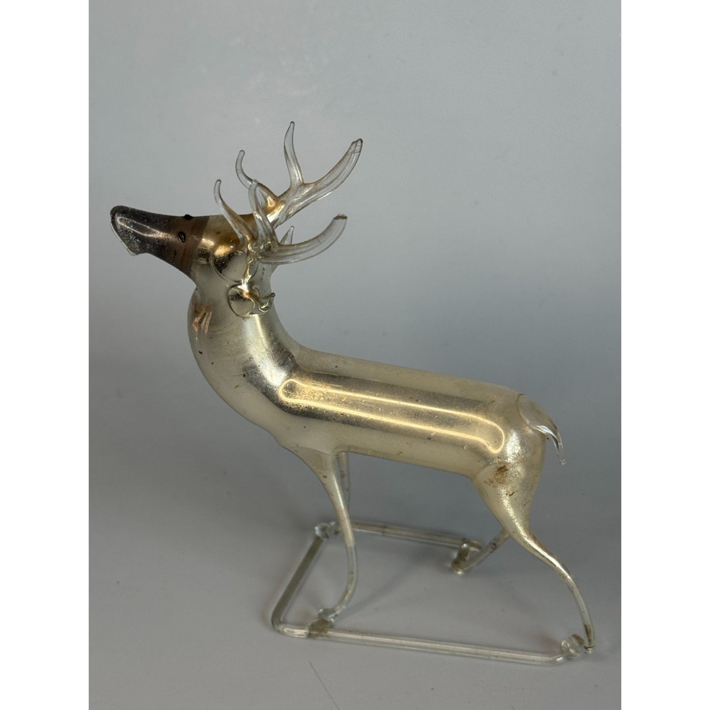Antique Bimini Mercury Glass Reindeer Figurine Hand Blown Germany Art Deco 4"