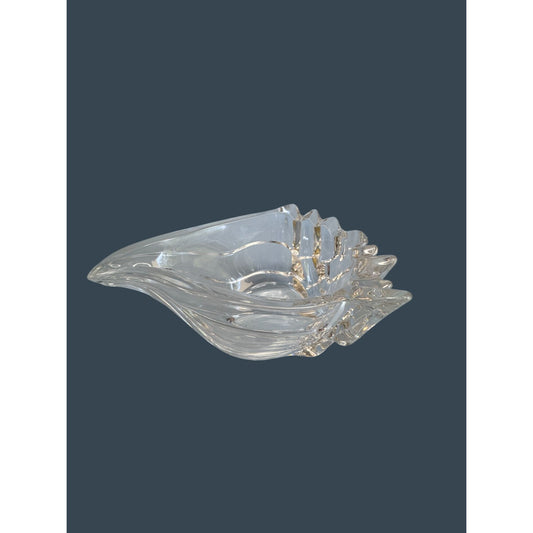 Marquis By Waterford Crystal Conch Shell Dish Votive Candle/Tea Light Holder 5 1/2" X 2 1/2" Elegant Coastal Decor