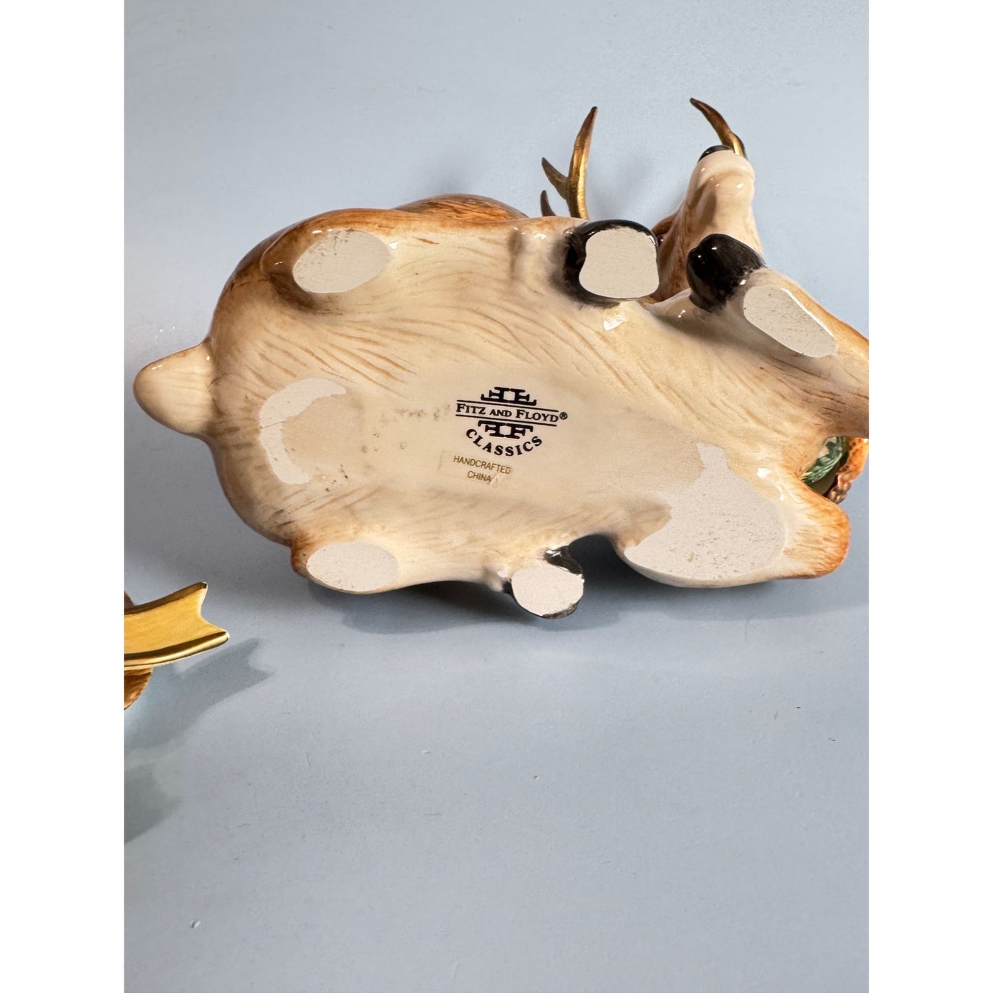 Fitz & Floyd Deer Winter Spice Lidded Christmas Trinket Box Figurine 8 1/2" x 6 1/2"