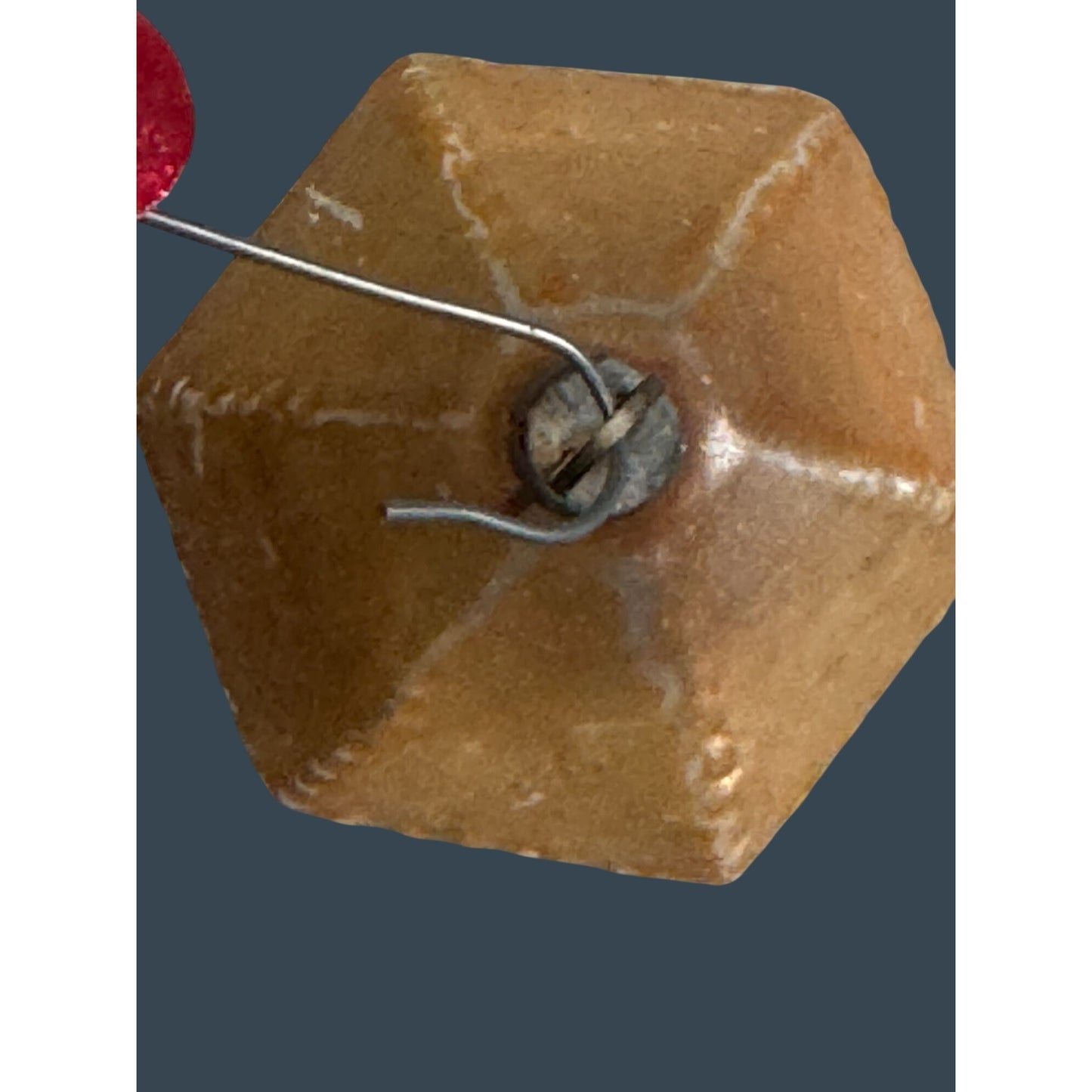 Antique German Christmas Faceted Octagon Blown Glass Ornament Gold 2 1/2"