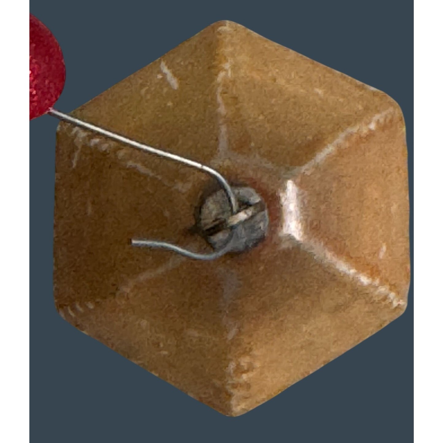 Antique German Christmas Faceted Octagon Blown Glass Ornament Gold 2 1/2"